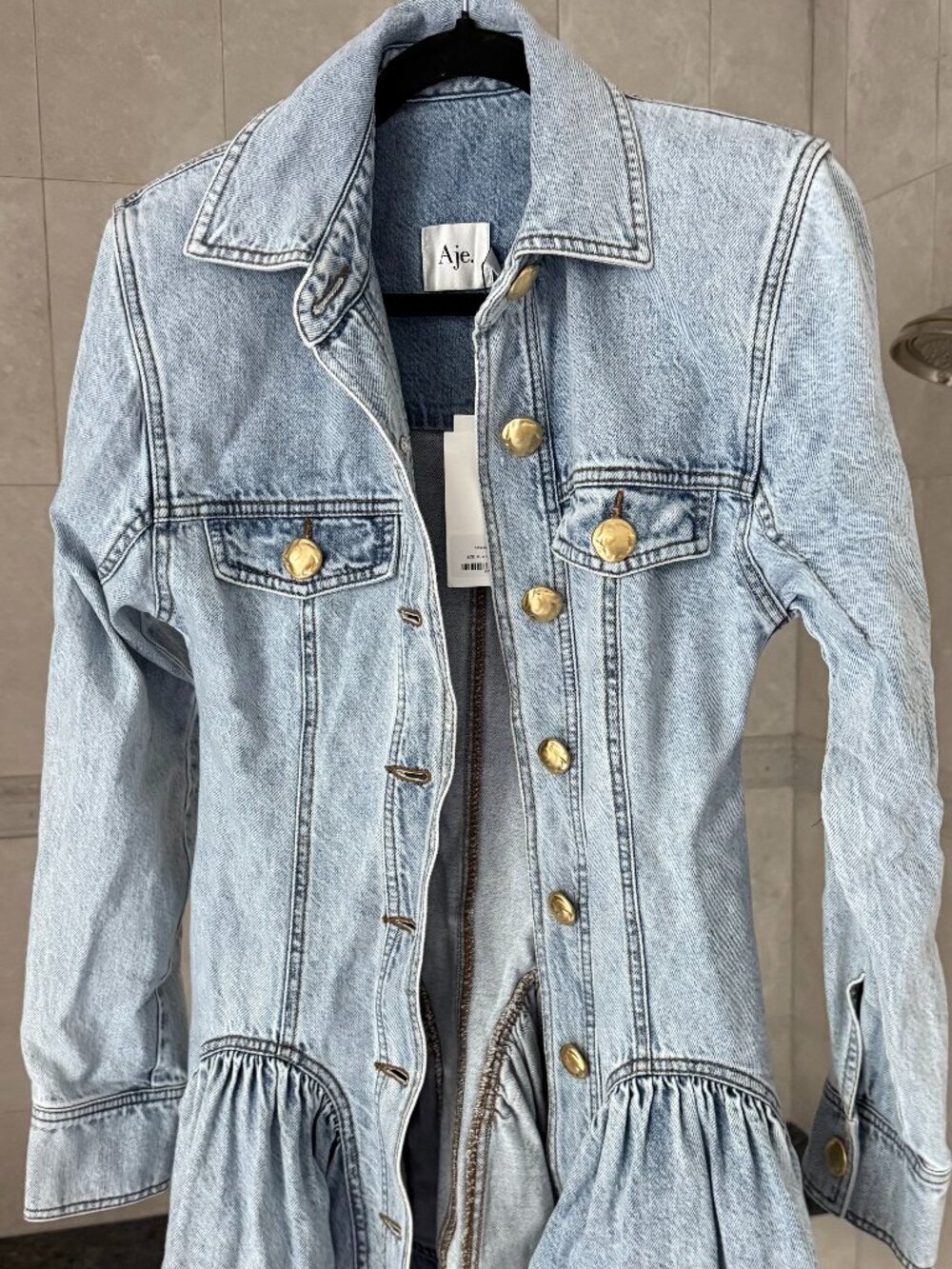 New with Tags Aje Noa Washed Denim Mini Dress Seasalt